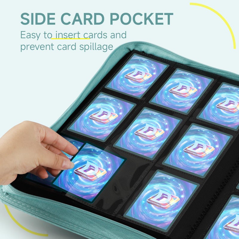 Deoyibu 9 Pocket Card Binder 360 Pockets Trading Card Binder Double Sided Pocket Collection Binder Card Folder for MTG TCG Game Cards Sport Cards Green - Image 5